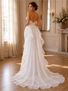 Elegant White Bridal Detachable  Train